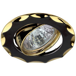 ЭРА KL22 A GU/G светильник литой поворотный "двойной контур" MR16, 50 W чёрный металл, золото