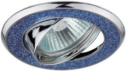 ЭРА DK18 CH/SH BL светильник декоративный "круглый со стеклянными крошками", хром/синий блеск