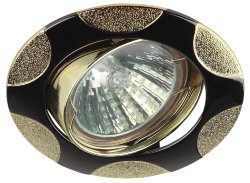ЭРА KL24 A GU/G светильник литой поворотный " пятна" MR16, 50 W чёрный металл,золото