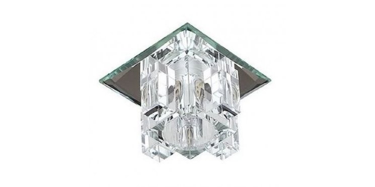 ЭРА DK2 SL/WH светильник декоративный потолочный"хрустальный куб с вертикальным столбом" G9, 40 Вт зеркальный/прозрачный