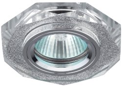 ЭРА DK5 SH SL светильник декоративный стекло многогранник MR16, 50 W серебряный блеск серебро