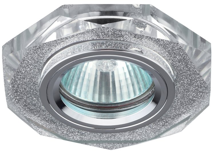ЭРА DK5 SH SL светильник декоративный стекло многогранник MR16, 50 W серебряный блеск серебро