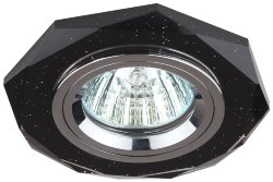 ЭРА DK5 CH/BK светильник декоративный накладной стекло многогранник MR16, 50 W черный блеск/хром