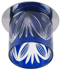 ЭРА DK53 CH/BL светильник декоративный встраиваемый стеклянный стакан "листья" G9, 40W, хром/синий