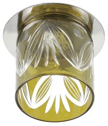 ЭРА DK53 CH/GG светильник декоративный стеклянный стакан "листья" G9, 40W, хром/серо-зеленый