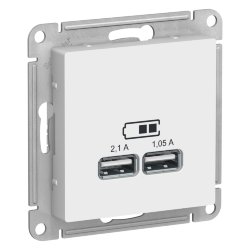 Розетка USB 5В, 1 порт-2,1А, 2й порт- 1,05А белая Schneider Electric AtlasDesign