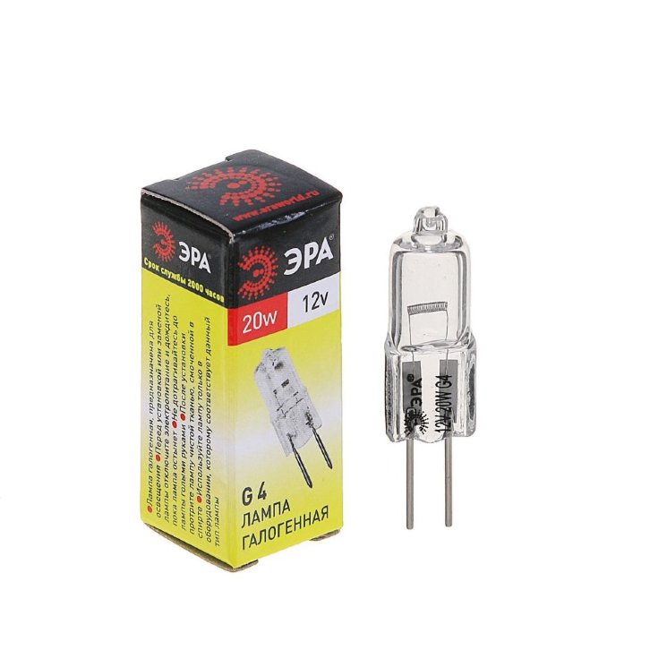 Лампа галогенная ЭРА G4 20W 12V