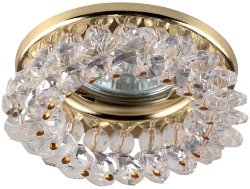 ЭРА DK16 GD/WH светильник декоративный "круглый с мелкими хрусталиками", золото/прозрачный