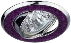 ЭРА DK18 CH/SH PU светильник декоративный встраиваемый "круглый со стеклянными крошками", хром/фиолетовый блеск