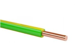 Провод установочный ПВ-1 (ПуВ) 10 кв.мм одножильный желто-зеленый
