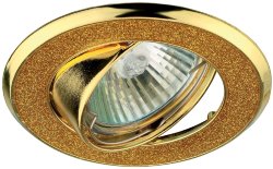 ЭРА DK18 GD/SH YL светильник декоративный встраиваемый "круглый со стеклянными крошками", золото/золотой блеск
