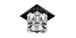 ЭРА DK2 BK/WH светильник декоративный потолочный "хрустальный куб с вертикальным столбом" G9, 40 Вт черный/прозрачный